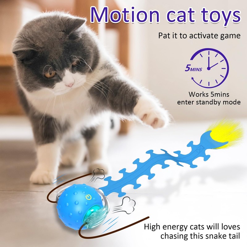 Giociv Interactive Cat Toys Ball for Indoor Cats Fast Rolling