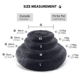 PETCUTE Dog Bed Cat Bed for Indoor Cats Washable Plush Donut Pet Bed Soft Calming Cuddler Kennel Small Medium Large