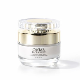Crema facial y cuello caviar con niacinamida y Coq10 - Crema facial antienvejecimiento con ácido hialurónico, escualano y colágeno marino para reafirmar e hidratar, hidratante ligero para una piel joven y brillante