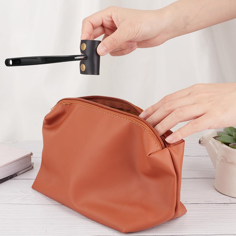 NICENEEDED Leather Razor Case, Double Edge Razor Head Protective Sheath,