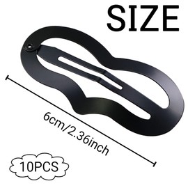 Hair Clips Girls Pack of 10 6 cm Large Snap Hair Clips Hair Clips Metal Hair Clips Black Hair Clips Hair Accessories Hair Clip for Girls, Men and Women, Heart-Shaped