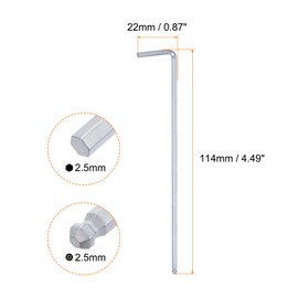 sourcing map 2pcs Ball End Hex Key Wrench 2.5mm L-Shape Extra Long Arm Hexagon Metric Wrenches Chrome Vanadium Steel Repairing Tool for Home Repair, Silver Tone