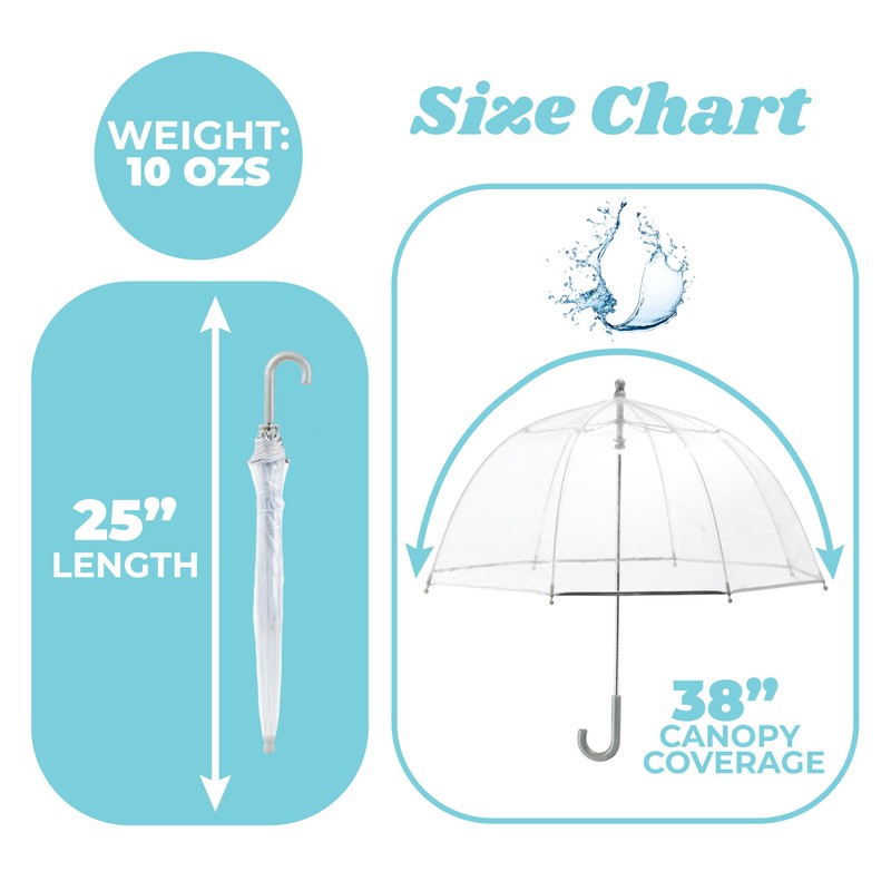 totes Kids Clear Bubble Umbrella with Dome Canopy, Lightweight Design,