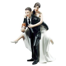 WEDDINGSTAR Playful Football Piggy Back Bride and Groom Figurine Cake Topper Light Skin (8669)
