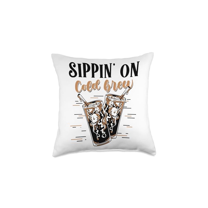 Sippin on Cold Brew Latte Iced Coffee Lover Espresso Throw