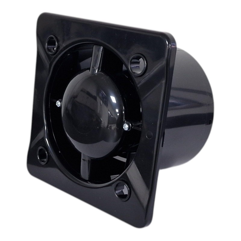 Modern Black Bathroom Extractor Fan, 100mm, 75m³/h Flow Rate, 26dB,
