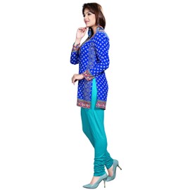 Maple Clothing - Blusa de túnica para mujer, estampada, corta, estilo kurti, Azul, M...Busto 36 "