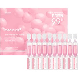 MEDICUBE PDRN Pink One Day Serum, 10 Ampolletas Faciales Monodosis con PDRN de Salmón, Colágeno, Glutatión y Elastina, Hidratación y Luminosidad, 1.5 ml c/u