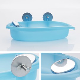 LIUZONGIN Cute Bird Bathtub Feeding Box Bird Cage Accessory Toy with Mirror Suitable for Parrots Playing and Bathing