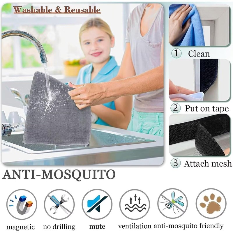 Fly Screen Window for Windows 60 x 110 cm Black