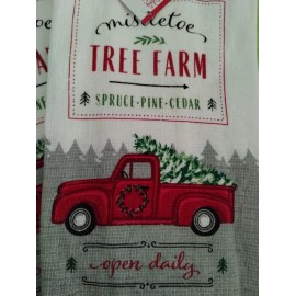 Unbranded NW CHRISTMAS HOLIDAY RED FARM TRUCK HAND DISH KITCHEN TOWEL PLAID DECOR