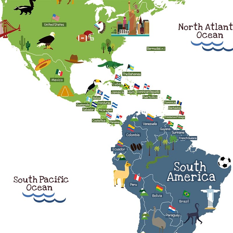 HomeEvolution Large Removable Educational World Map Peel and Stick Wall