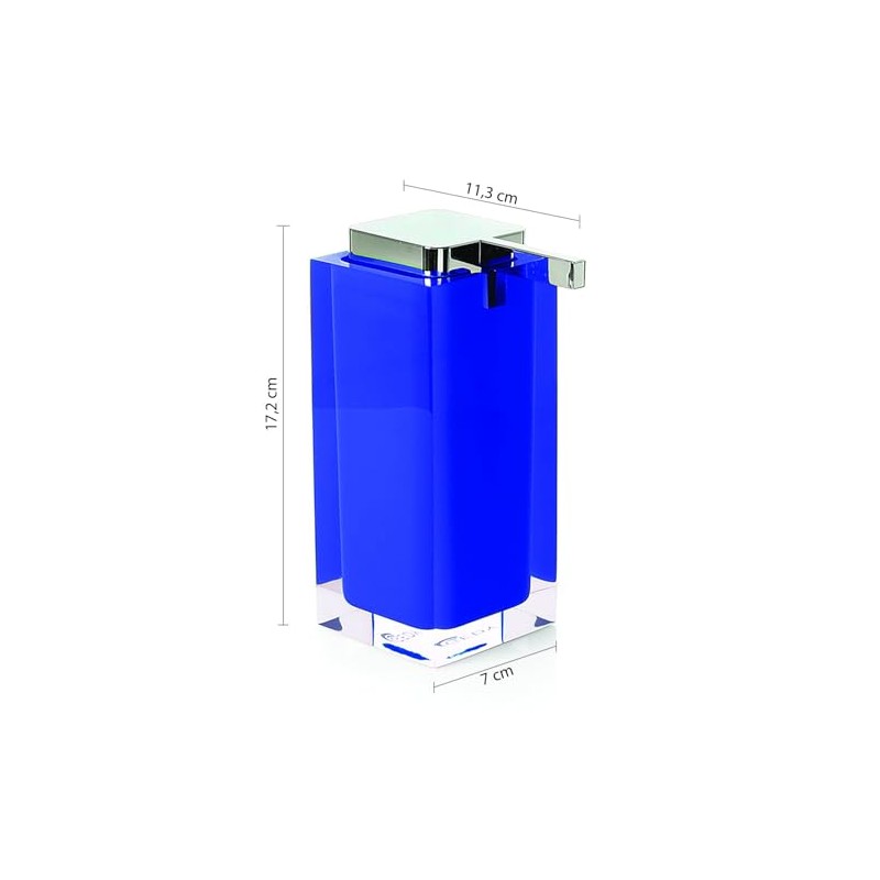 Gedy Rainbow Square Countertop Soap Dispenser, Blue