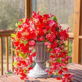 Fake Hibiscus Artificial Hanging Flowers Plants for Outdoors Spring Decoration, 2pcs Silk Hibiscus Vines Realistic UV Resistant Faux Flowers for Outside Planter Porch Patio Yard Wedding Party, Mix