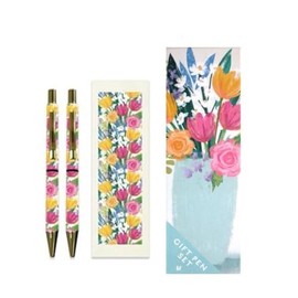 Decorative Gift Boxed Pen Set - 2 pens – Flowers in Bloom design - great for work, home, ideal as a gift for friend, relative, colleague