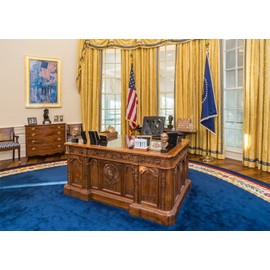 Loccor 10x8ft Fabric President Office Photography Backdrop Table of White House's Oval Office Background Birthday Decorations USA Presidential Theme Event Video Portrait Photo Booth Studio Props