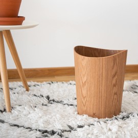 Kazai. Real Wood Waste Paper Bin Börje | Wooden Paper Basket for Office, Kids' Room, Bedroom and more | 9 liters | Ash