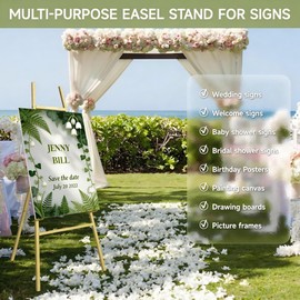Gold Poster Easel Stand for Wedding Sign, Large Heavy Duty Welcome Wedding Sign Display 4-Tier Adjustableart Easel for Painting 1pcs