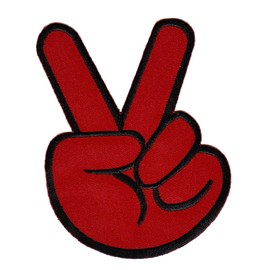 Victory Red Hand Sign Sew-On / Sew On / Iron-On Patch for Clothes Embroidered Iron-On Patch Applique Patch Size 7.3 x 9.5 cm