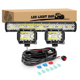 GOOACC 20Inch 420W Led Light Bar 2PCS 4Inch 60W LED Pods Led Driving Fog Lights with 16AWG Off Road Wiring Harness-3 Leads for Truck Golf Cart SUV ATV UTV Boat, 2 Years Warranty