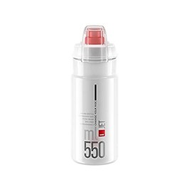 ELITE Jet Plus Water Bottle Clear Red Logo – Large Capacity Cycling Bottle with Easy Squeeze Design – Lightweight & BPA-Free – 550ml – For Road Bike, MTB & Gravel Cycling