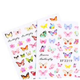 Mikinona Gel Nail Stickers Butterfly 8 Sheets Women Girls Nail Art Stickers Decals for Manicure