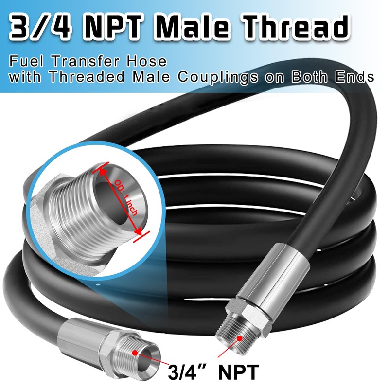 Boltigen 3/4" Fuel Transfer Hose, 20FT Farm Pump Tube Fuel