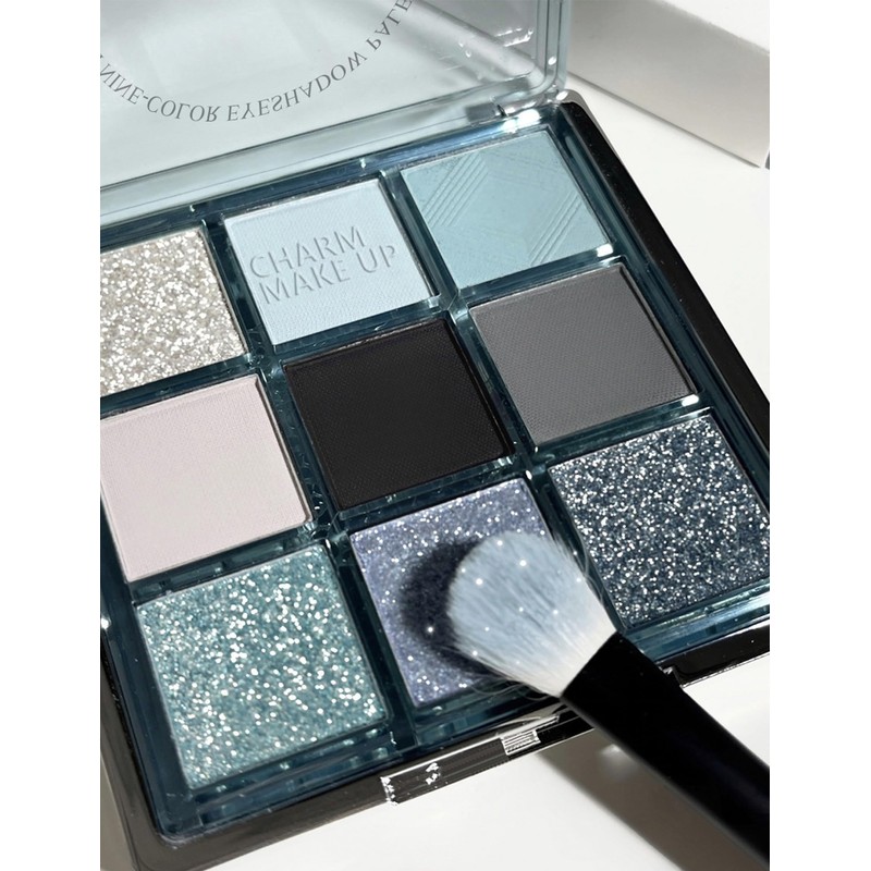 happykau Eyeshadow Palette, 9 Colors, Eyeshadow Cosmetics, Eye Makeup, Glitter,