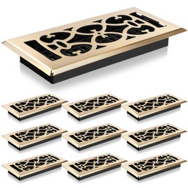 10 Pack 4 × 10 Inch Bronze Floor Vent Covers Heavy Duty Walkable Steel Floor Registers Easy Adjust Air Flow Direction Grilles Decorative Registers Covers Decoration for Home Air Vents