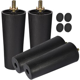 6 inch / 15cm Plastic Furniture Legs, Tchosuz Pack of 4 Mid Century Modern Plastic Light Tapered Wood Grain Replacement Feet with M8 Hanger Bolts & T-Nuts for Sofa Couch Bed Riser