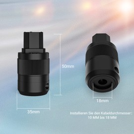 Tertullus 1 Pair Brass Rhodium-Plated High End Schuko Plug + IEC Testecer for Subwoofer, Amplifier, DV/AV (Rhodinated, PE)