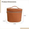 Vanity Case Travel Makeup Bag with Handle, Brown PU Leather