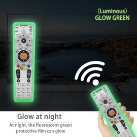 CHUNGHOP Protective Silicone Remote Case Compatible with DirecTV RC64 RC65 RC66RX RC66 Remote Control, Anti-Slip, Shockproof, Washable, Skin-Friendly with Lanyard (Glow in The Dark, Green)