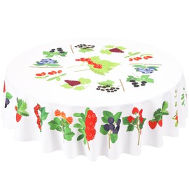 Round 150 cm Tablecloth with Fruit Spring and Summer Flower Pattern, Rustic Vintage Farm, Polyester Cover, Decoration, Holiday, Indoor and Outdoor, Kitchen, Dining Room, Party, Home Decoration