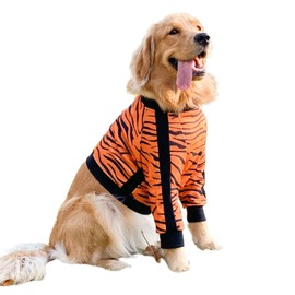 HDKUW Large Dog Elbow Protector Shirt, Dog Recovery Suit for Prevent Licking Wound, Pet Shirt with Mesh Pad for Medium Large Dogs Tiger 5XL