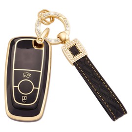 ontto TPU Car key fob cover Compatible with Ford Fusion Ranger F150 Explorer Bronco Escape Edge Expedition Mustang Lincoln key holder Smart case Shell keyring keychain auto accessories 2 buttons A1
