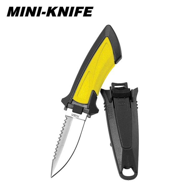 TUSA FK-10 Mini Dive Knife, Point Tip, Flash Yellow