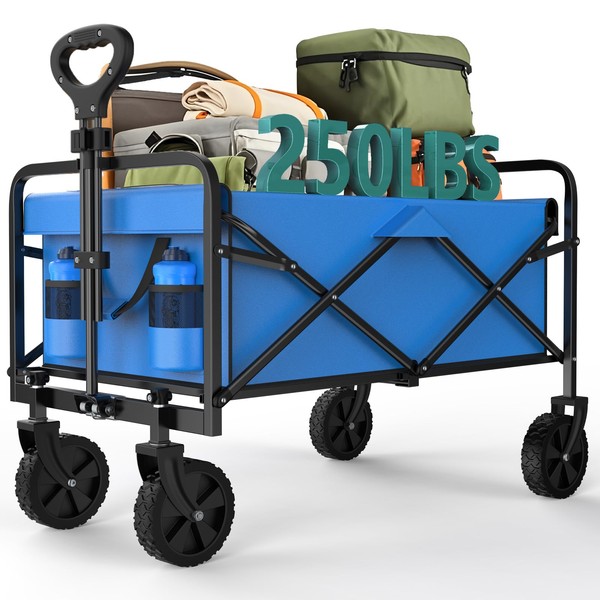 OLIXIS Heavy Duty Wagon Cart, 250 lbs Foldable Large Collapsible