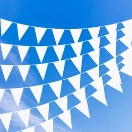 KERANEET 12 m Bunting Outdoor White Weatherproof Bunting Fabric White 50 Pieces Colourful Bunting Fabric for Wedding Party Christmas Birthday Party