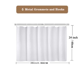 EMLTHORY White Short Bathroom Window Curtain 36x24 inches,Small Narrow Short Shower Window Waterproof Fabric for Kitchen Car Rack Bedroom Bathroom Windows,Machine Washable