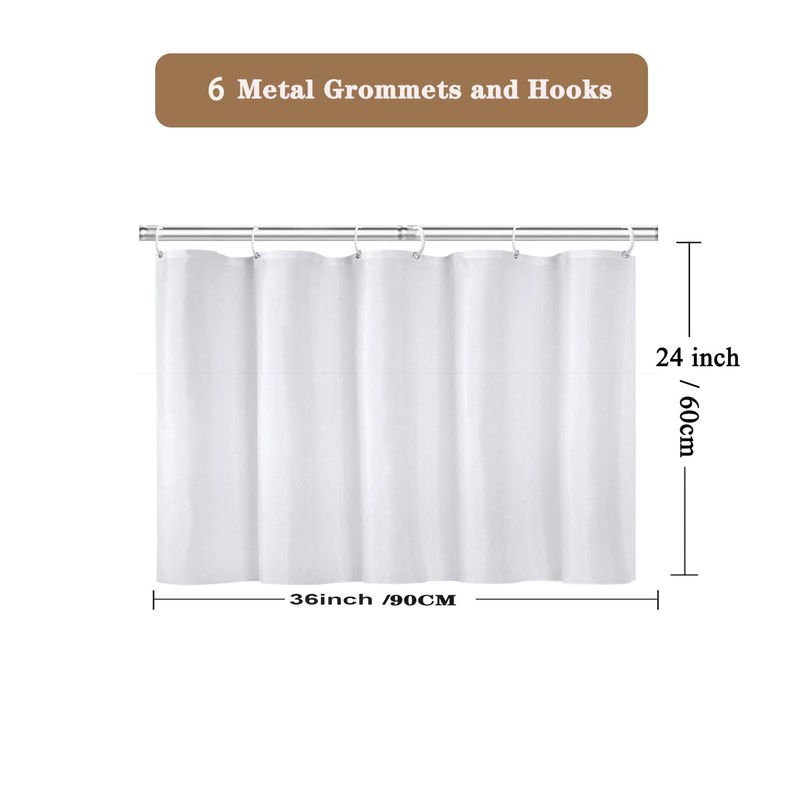 EMLTHORY White Short Bathroom Window Curtain 36x24 inches,Small Narrow Short