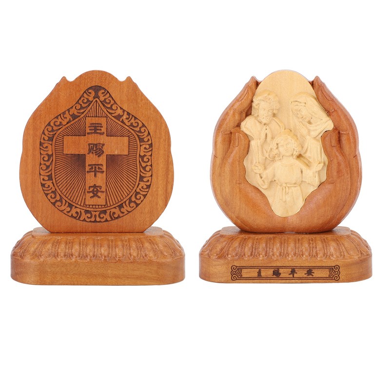 Wooden Holy Family Figurine Statue Exquisite Delicate Durable Stable Beech