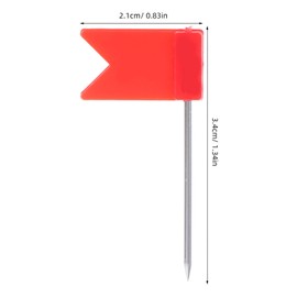 DIYEAH Pack of 50 Flag Pins, Card Marking Pins, Pins for the Wall, Card Pins, Whiteboard Pins, Small Pens, Poster Pins, Decorative Drawing Pins, Plastic, Red