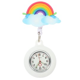 iplusmile Retractable Hanging Watch Rainbow with Second Hand Clip on Lapel Watch Glow in Dark for Women, As Shown