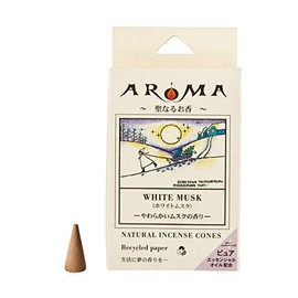 Global Product Planning Aroma Incense, White Musk, 16 Capsules (Cone Type Incense, Burning Time: Approx. 20 Minutes, Soft Musk Scent)