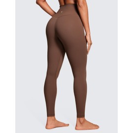 CRZ YOGA Womens Brushed Naked Feeling Workout Leggings 28"- High Waisted Gym Compression Tummy Control Yoga Pants Coffee Brown X-Large