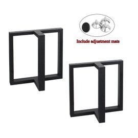 MBQQ Rustic Decor T-Shape Table Legs, Heavy Duty Metal, 15.7'H x 17.7'W, Dining & Desk, Industrial Modern, DIY Iron Bench Legs