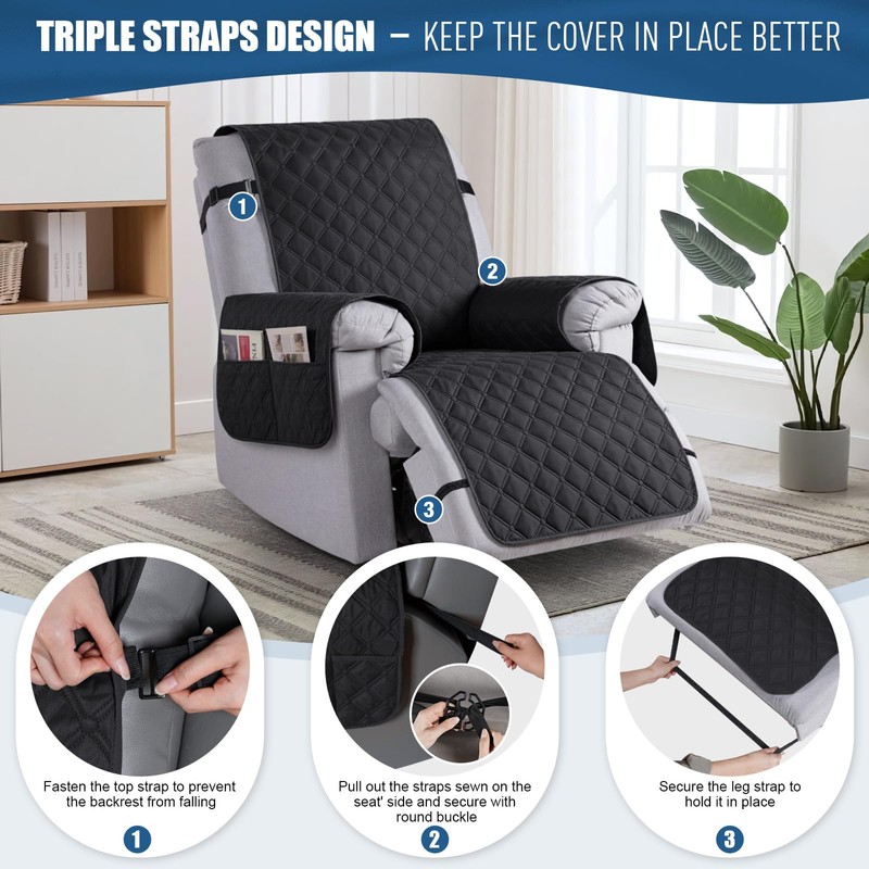 TAOCOCO 100% Waterproof Recliner Covers, Recliner Sofa Covers with Leg