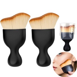 Flomiara 2PCS Tan Brush, Tanning Makeup Face & Angled Flat Foundation Blush Buffing Brush for Cosmetics Blending Liquid Powder Cream Tan Applicator, Self Tanning Feet Body Leg Face Hands Brushes Set