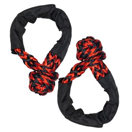 Soft Shackle Tow Rope, Set of 2, Synthetic Rope for Cars, 4.7 x 20.5 inches (12 x 52 cm), 17 Ton, Breaking Strength, Includes Protective Sleeve and Storage Bag (Black Red)